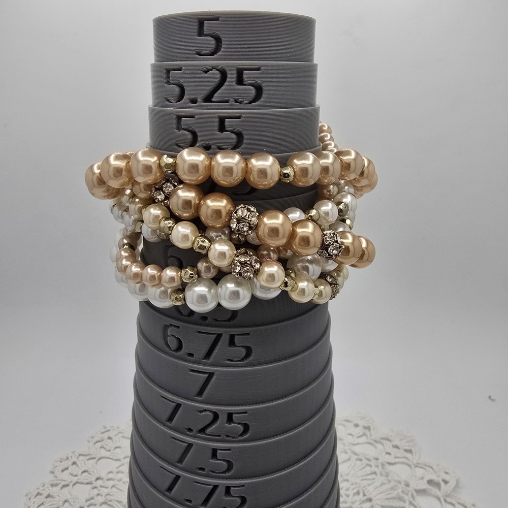 Vintage Imitation Pearl Bracelet Torque Pave Rhinestone 6 Strands 6" - Picture 7 of 7
